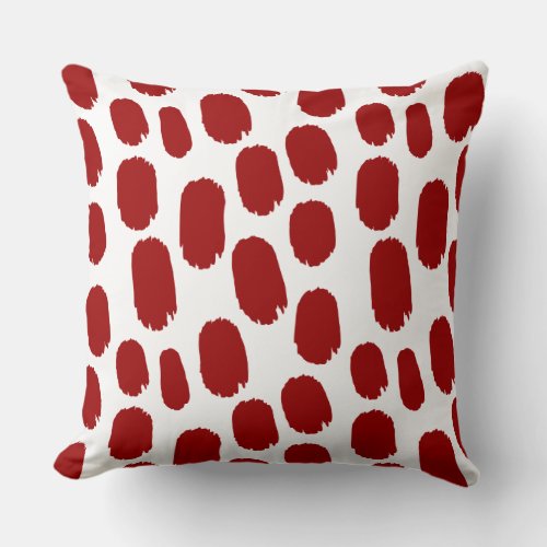 Bold Painted Spots _ Ruby Red on White Throw Pillow