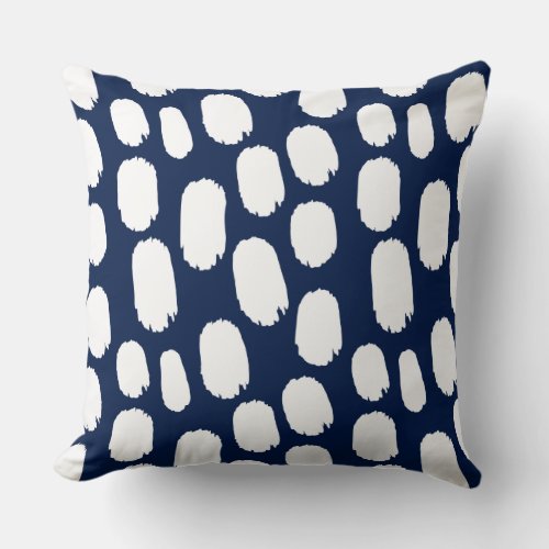 Bold Painted Spots _ White on Deep Blue 001744 Throw Pillow