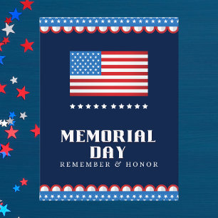 Bold Patriotic American Flag Memorial Day Postcard