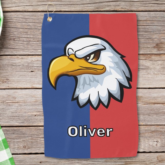 Bold Patriotic Cartoon Eagle Golf Towel (Creator Uploaded)