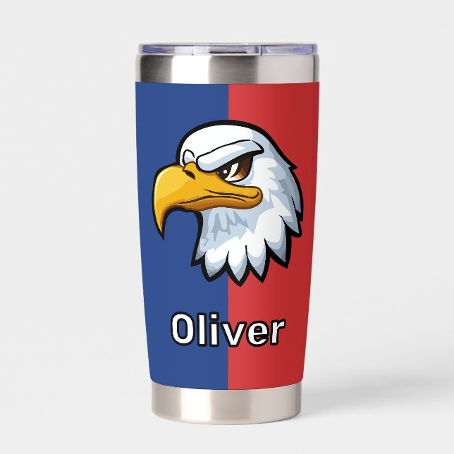 Bold Patriotic Cartoon Eagle Personalized Insulated Tumbler (Front)