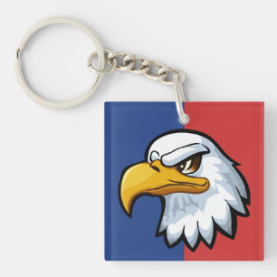 Bold Patriotic Cartoon Eagle Personalized Keychain