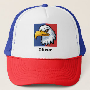 Bold Patriotic Cartoon Eagle Personalized Trucker Hat