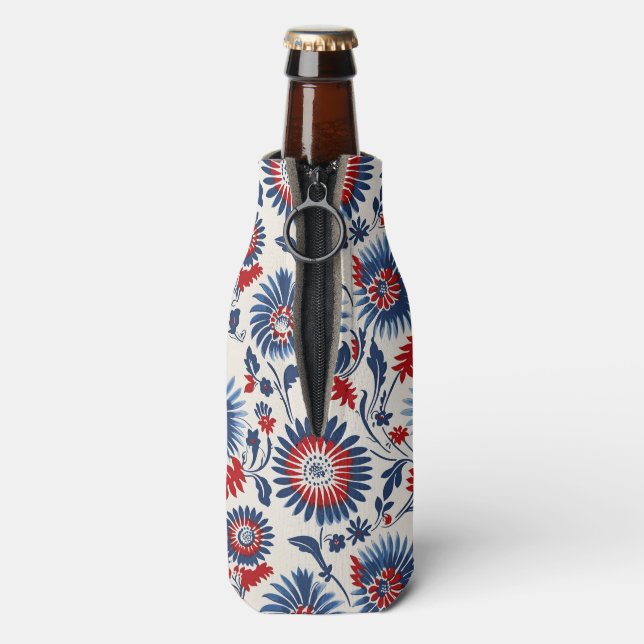 Bold Patriotic Floral Fusion Bottle Cooler (Bottle Back)