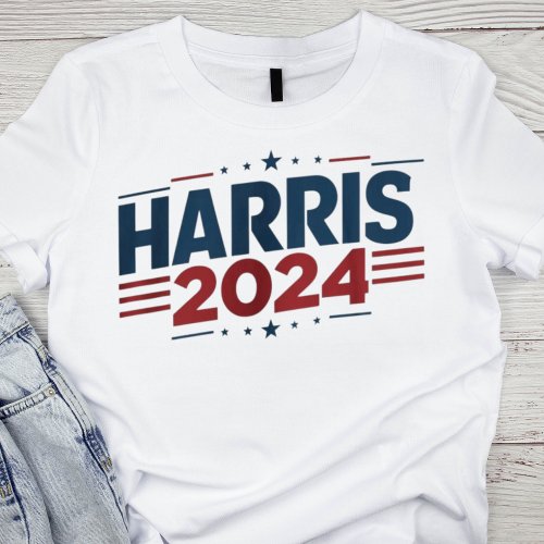 Bold Patriotic Red White and Blue Harris 2024 T_Shirt