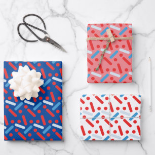 Bold Patriotic Stars Sprinkles Wrapping Paper Sheets