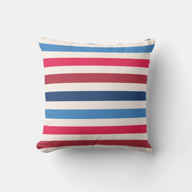 Bold Patriotic Stripes Throw Pillow (Front)