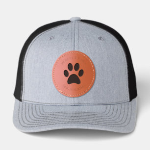 Bold Paw Print Dog Walker Groomer Vet Leather Patch Hat