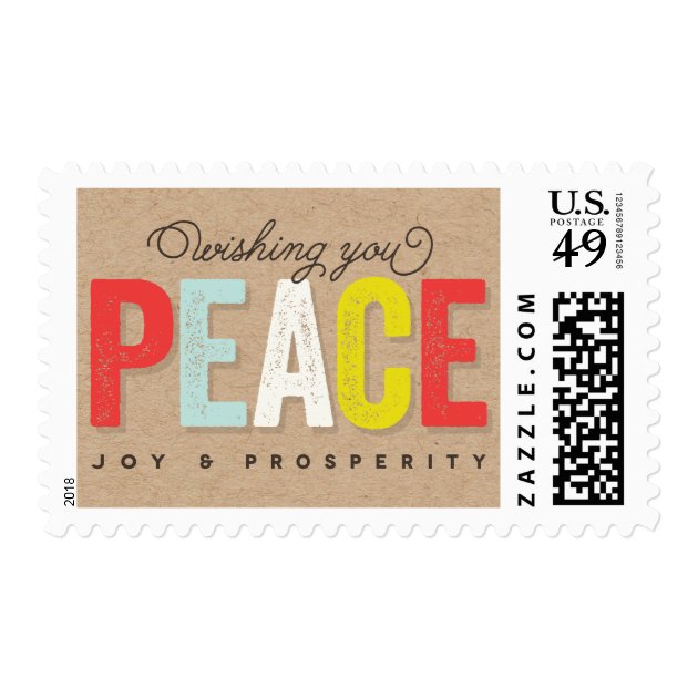 Bold Peace Joy Prosperity Business Holiday Stamps
