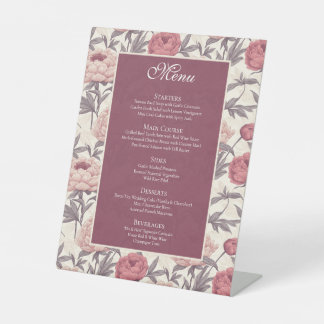 Bold Peonies Accent Mountain Wedding Pedestal Sign