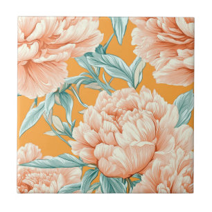 Bold Peonies Ceramic Tiles For Bath Accent
