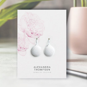 Bold Peonies Modern Floral Sketch Jewelry Display Business Card
