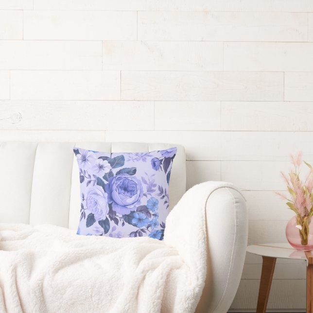 Bold periwinkle statement color throw pillow (Couch)