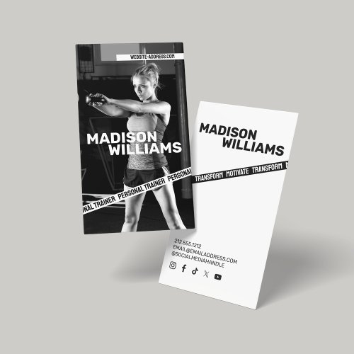 Bold Personal Trainer Photo Business Card