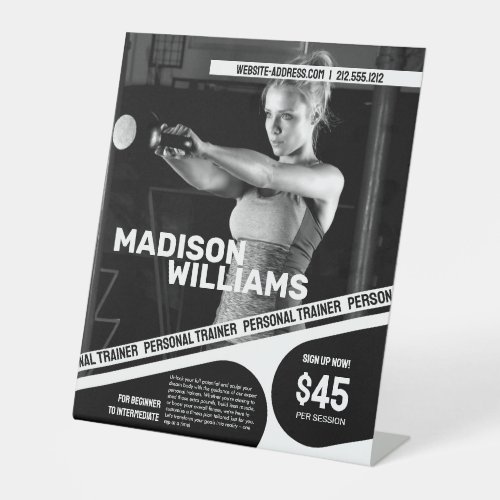 Bold Personal Trainer Photo Pedestal Sign