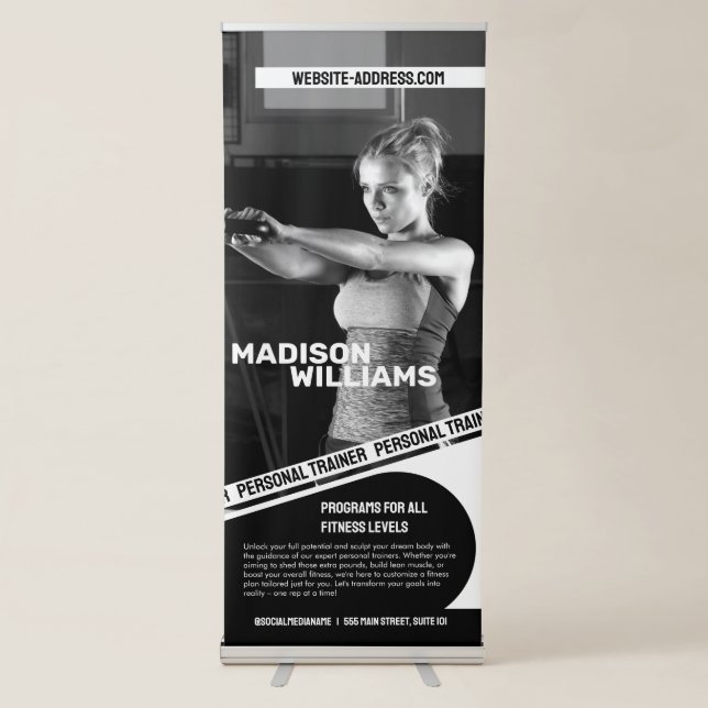 Bold Personal Trainer Photo Retractable Banner (Front)