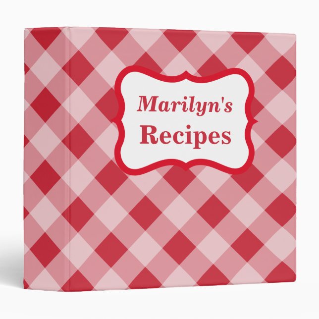 Bold Personalized Gingham Recipe Binder (Front/Spine)