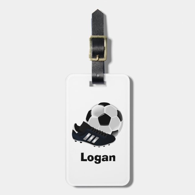 Bold Personalized Soccer Luggage Tag (Front Vertical)