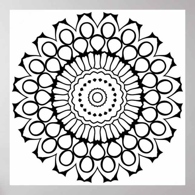 Bold Petal Mandala Coloring Page Floral Pattern Poster (Front)