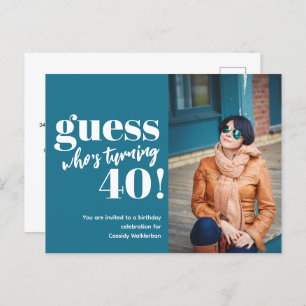 Bold Photo 40th Birthday Invitation Postcard
