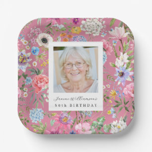 Bold Photo 80th Birthday Photo Paper Plates