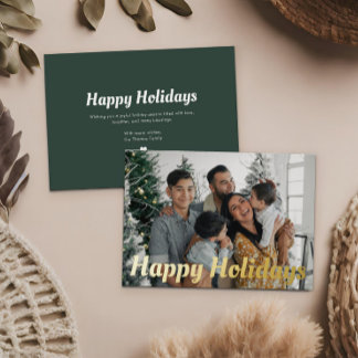 Bold Photo Happy Holidays Message Foil Holiday Card