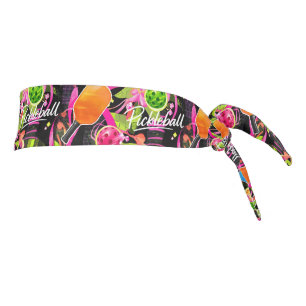 Bold Pickleball Paddles & Florals Tie Headband