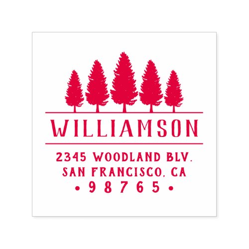 Bold Pine Tree Typography Family Return Address Self_inking Stamp