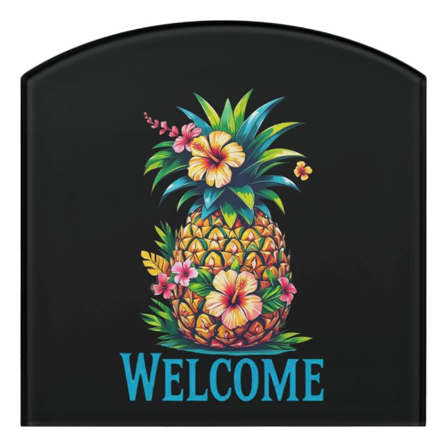 Bold Pineapple Door Sign Welcome With Purpose (Contour Front)