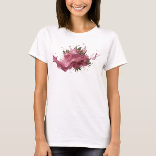 Bold Pink Abstract Strawberries Fashion Print T-Shirt