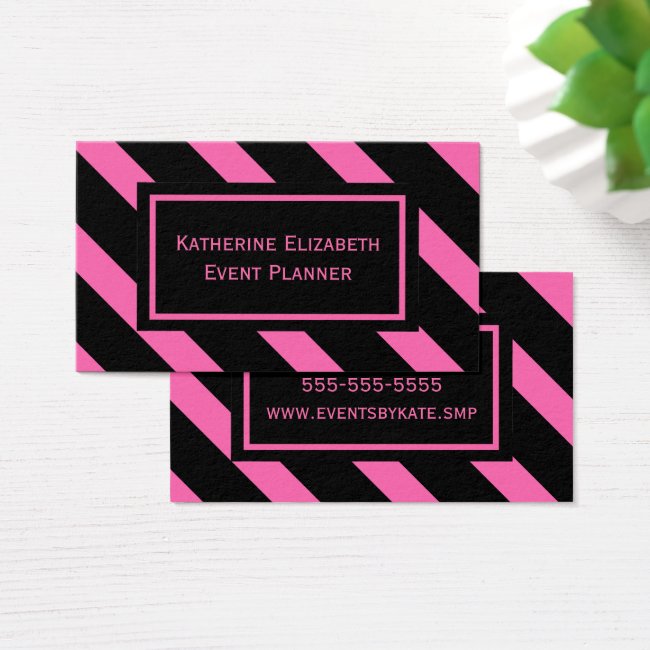 Bold Pink and Black Diagonal Stripes Pattern