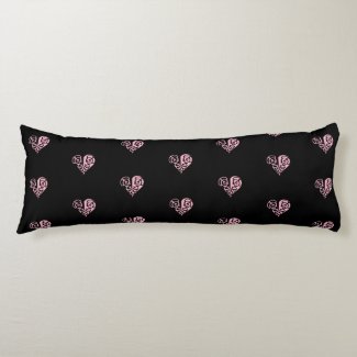 Bold Pink and Black Filigree Heart Body Pillow