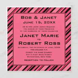 Bold Pink and Black Striped Invitations