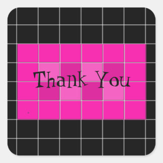 Bold Pink and Black Tile Thank You Sticker