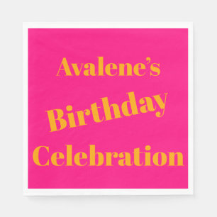 Bold Pink and Bright Orange Birthday Celebration  Napkins