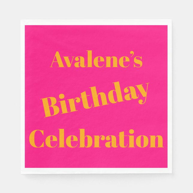 Bold Pink and Bright Orange Birthday Celebration  Napkins (Front)