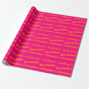 Bold Pink and Bright Orange Birthday Celebration Wrapping Paper