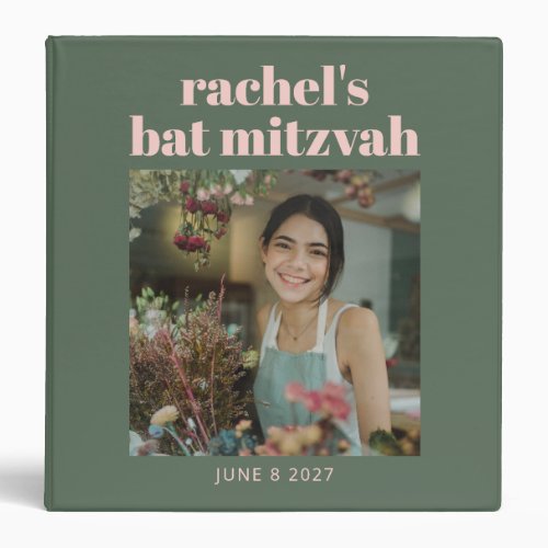 Bold Pink and Green Bat Mitzvah Photo Planning 3 Ring Binder