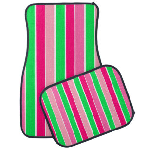 Bold Pink and Green Stripes Car Floor Mat
