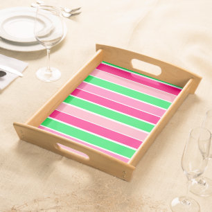 Bold Pink and Green Stripes Serving Tray