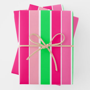 Bold Pink and Green Stripes  Wrapping Paper Sheets