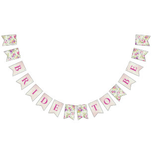 Bold Pink and Ivory Dream Bridal Shower Bunting Flags