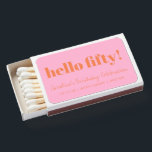 Bold Pink and Orange Modern 50th Birthday Custom Matchboxes<br><div class="desc">Celebrate the big 5-0 in style with these custom birthday matchboxes! Featuring a bold "Hello Fifty!" design in vibrant pink and orange,  these personalized favors add a fun and festive touch to milestone birthday celebrations. Perfect for party guests,  these matchboxes make a unique keepsake for an unforgettable event.</div>