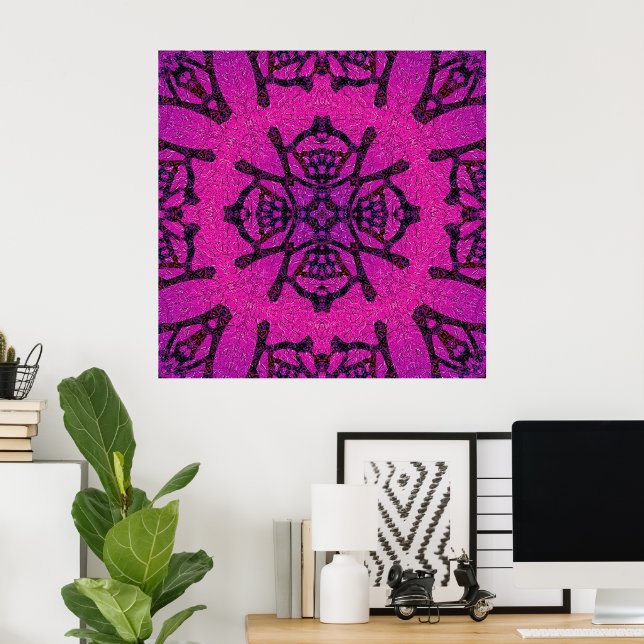 Bold Pink and Purple Geometric Pattern Poster (Home Office)