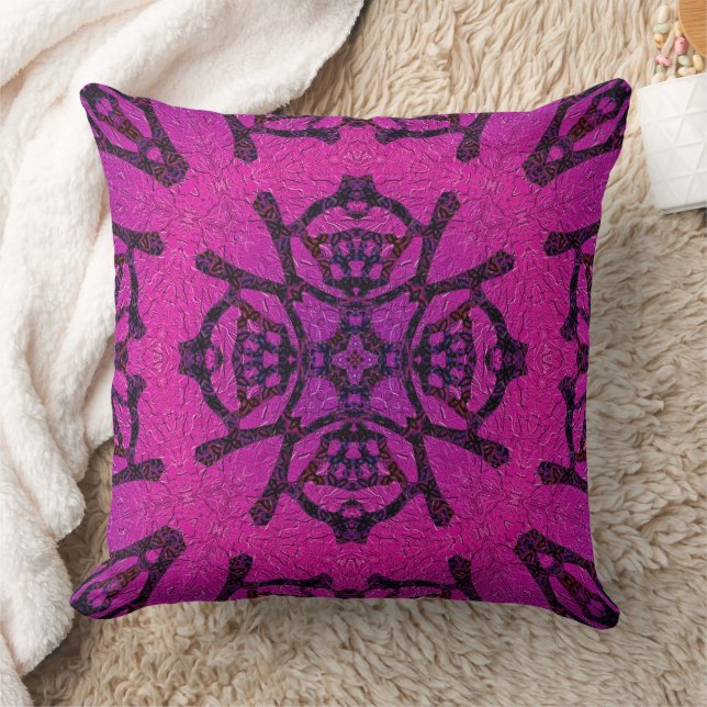 Bold Pink and Purple Geometric Pattern Throw Pillow (Blanket)