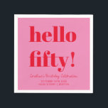 Bold Pink and Red Modern 50th Birthday Custom Napkins<br><div class="desc">Bold Typography Pink and Red Modern 50th Birthday Custom Napkins</div>