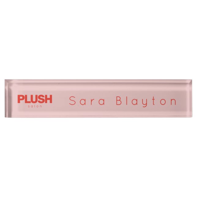 Bold Pink and Red Modern Personalized Business Desk Name Plate (Front)
