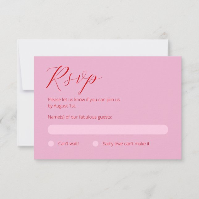 Bold pink and red RSVP card (Front)