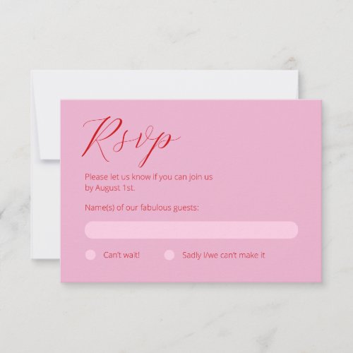 Bold pink and red RSVP card