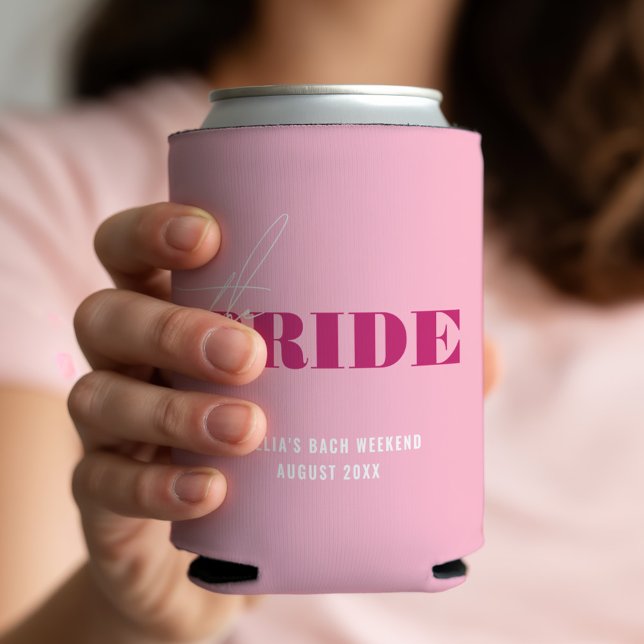 Bold Pink Bachelorette Bride Can Cooler (Creator Uploaded)